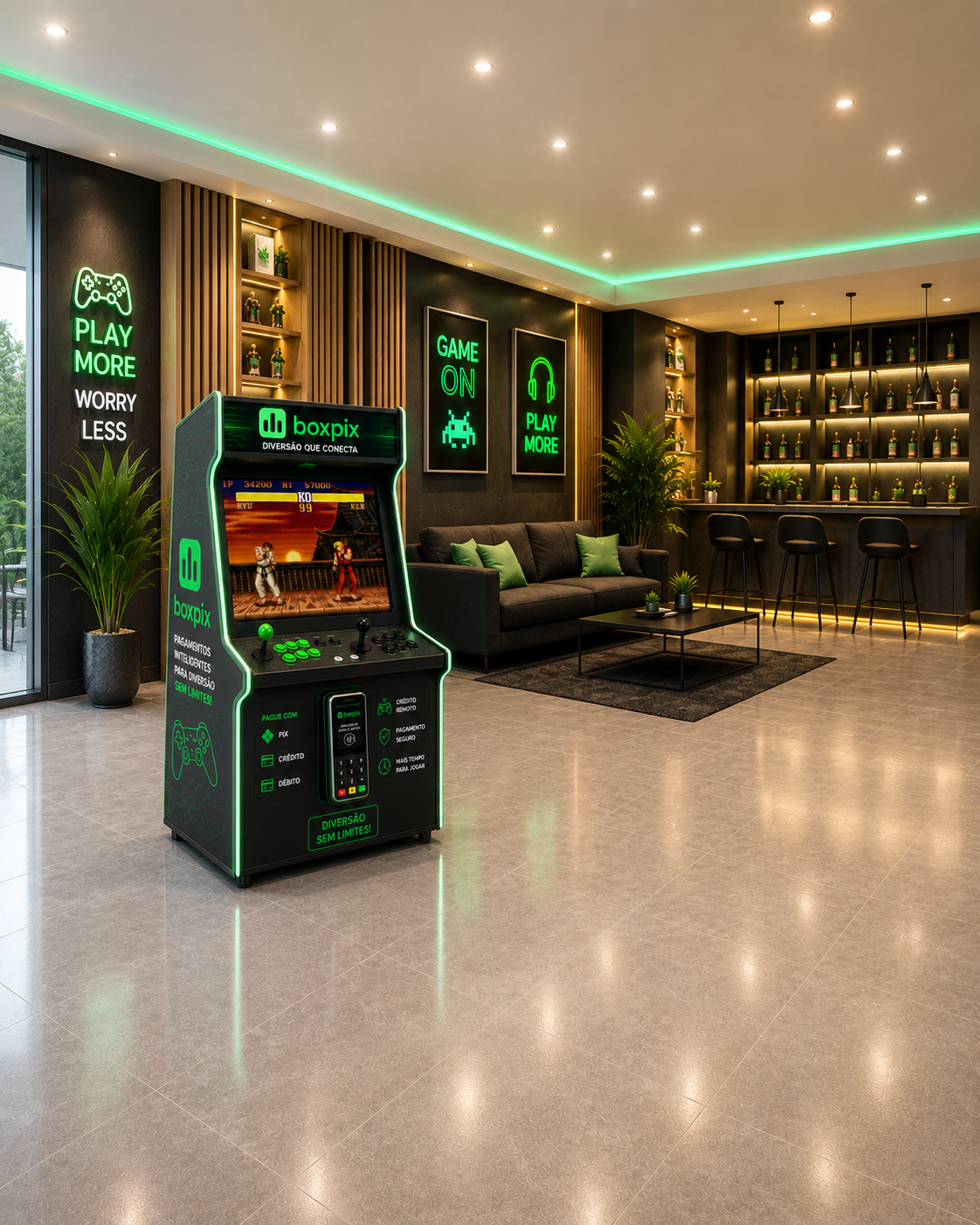 Máquina Arcade com pagamento BOXPIX
